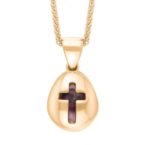 18ct Rose Gold Blue John Cross Pear Shape Necklace