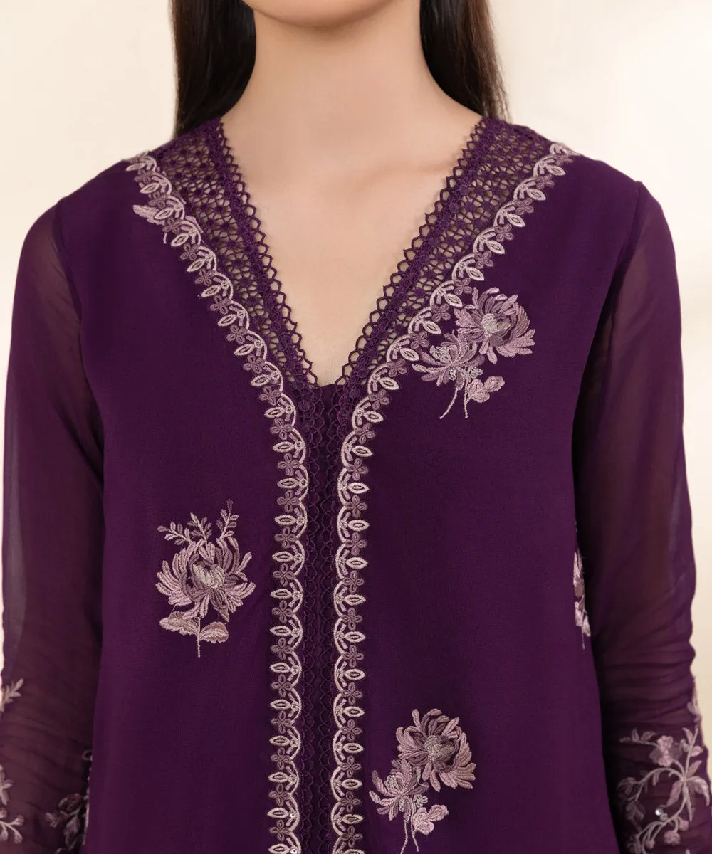 3 Piece - Embroidered Chiffon  Suit