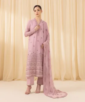 3 Piece -  Embroidered Georgette Chiffon Suit