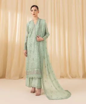 3 Piece -  Embroidered Georgette Chiffon Suit