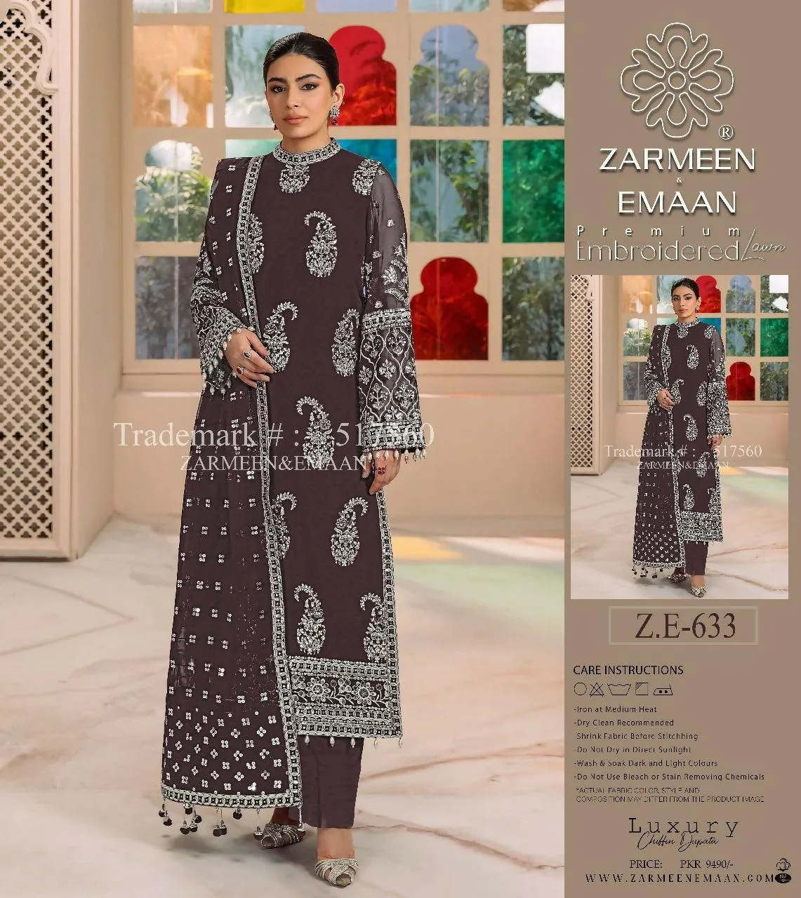 3 piece Embroidered Lawn collection 2024