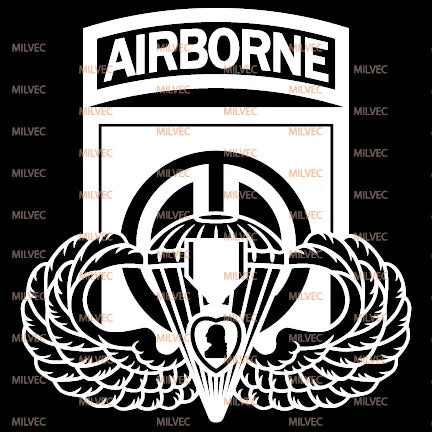 82nd Airborne with Wings and Purple Heart Vinyl Decal