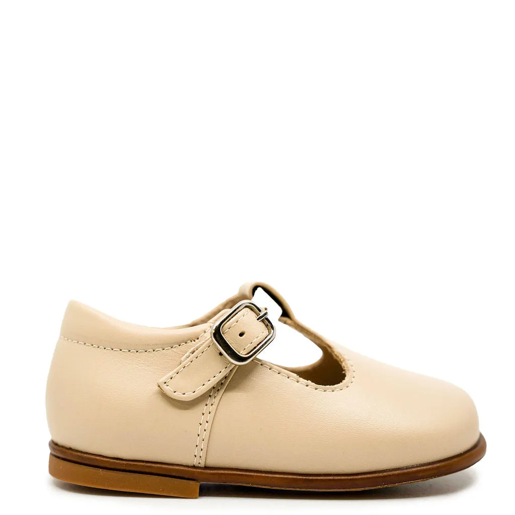 Beberlis Sand Leather T Strap Baby Shoe