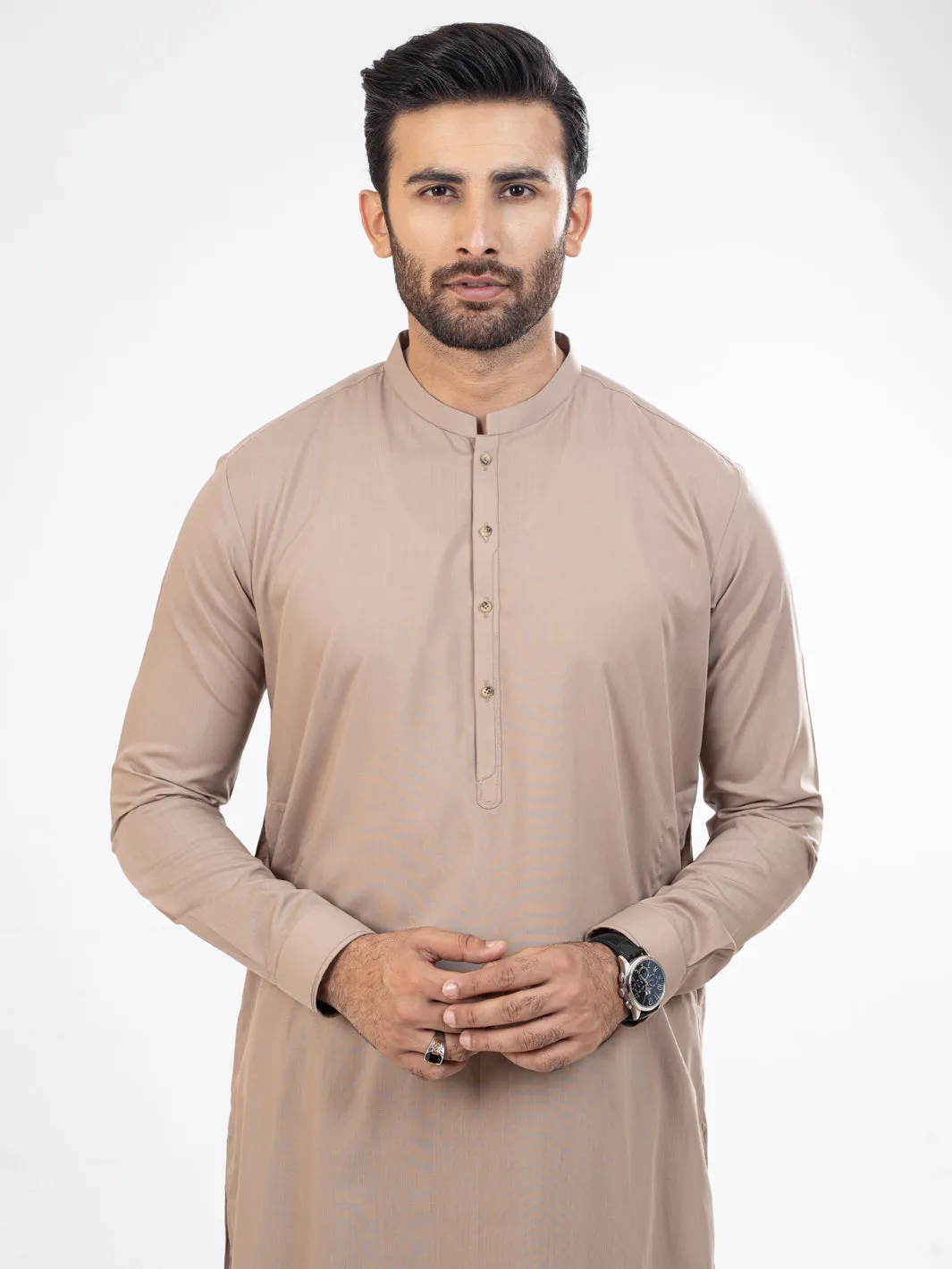 Beige Blended Kameez Shalwar - AL-KS-2815