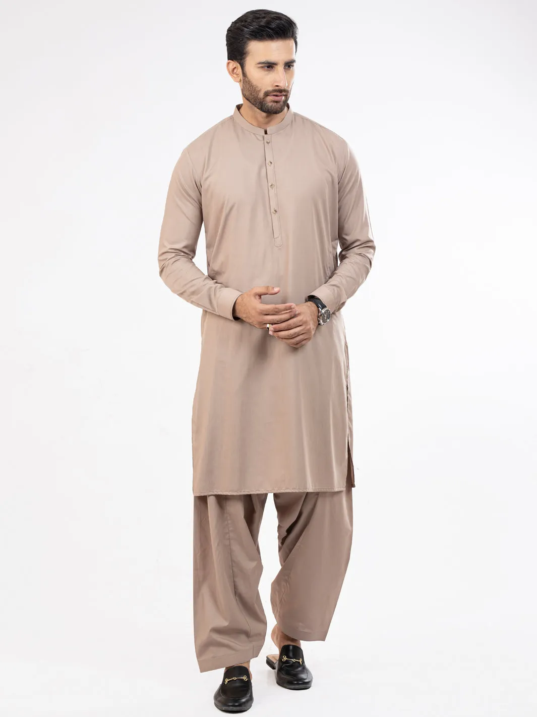 Beige Blended Kameez Shalwar - AL-KS-2815