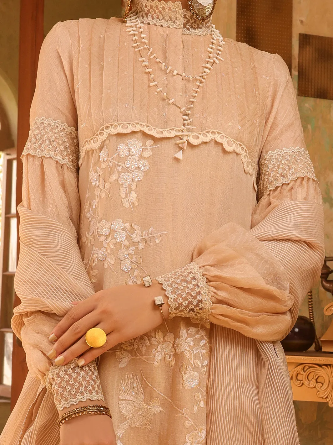 Beige Mesuri 3 Piece Unstitched - ALP-3PS-1290