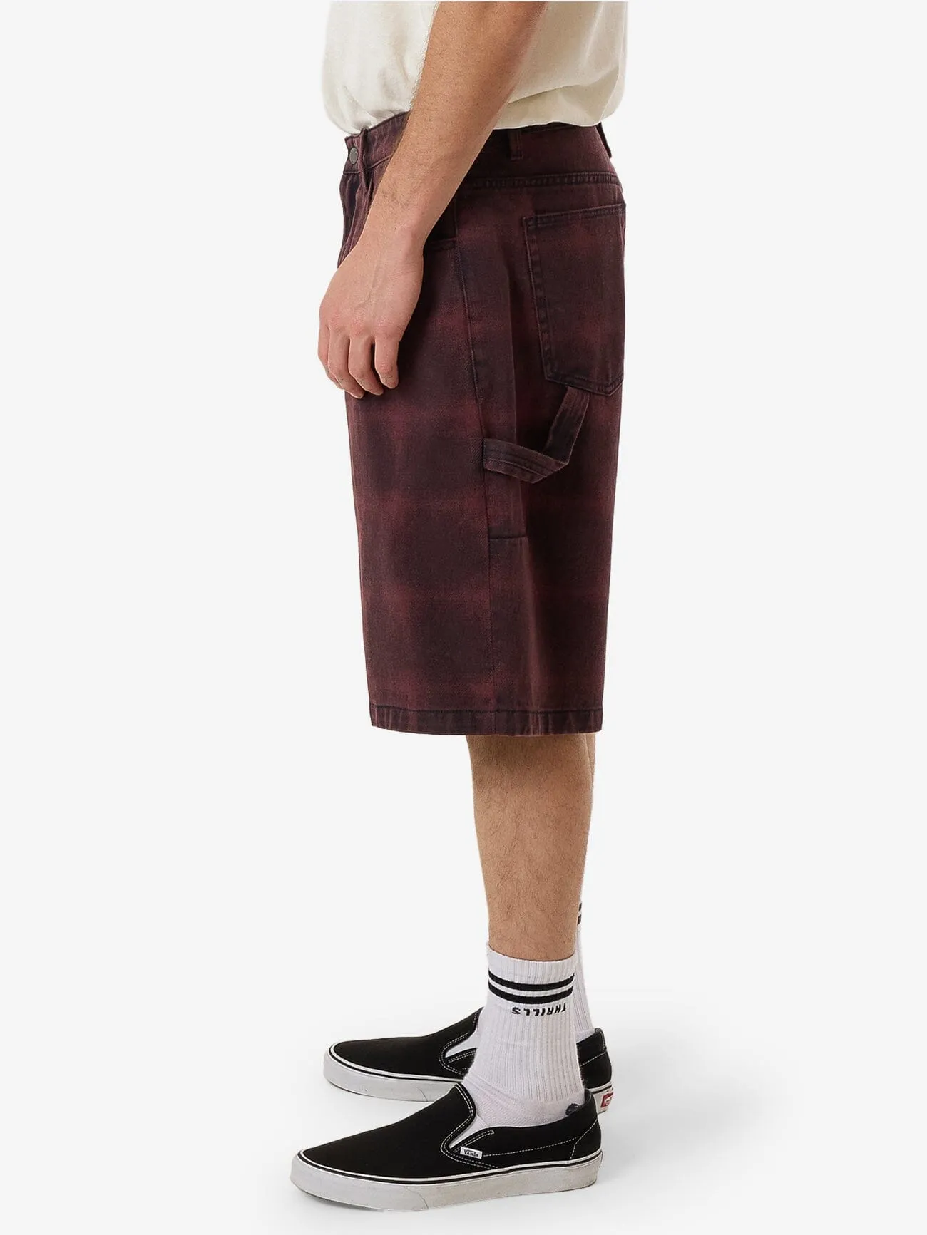 Big Slacker Barrio Check Denim Short - Deep Plum