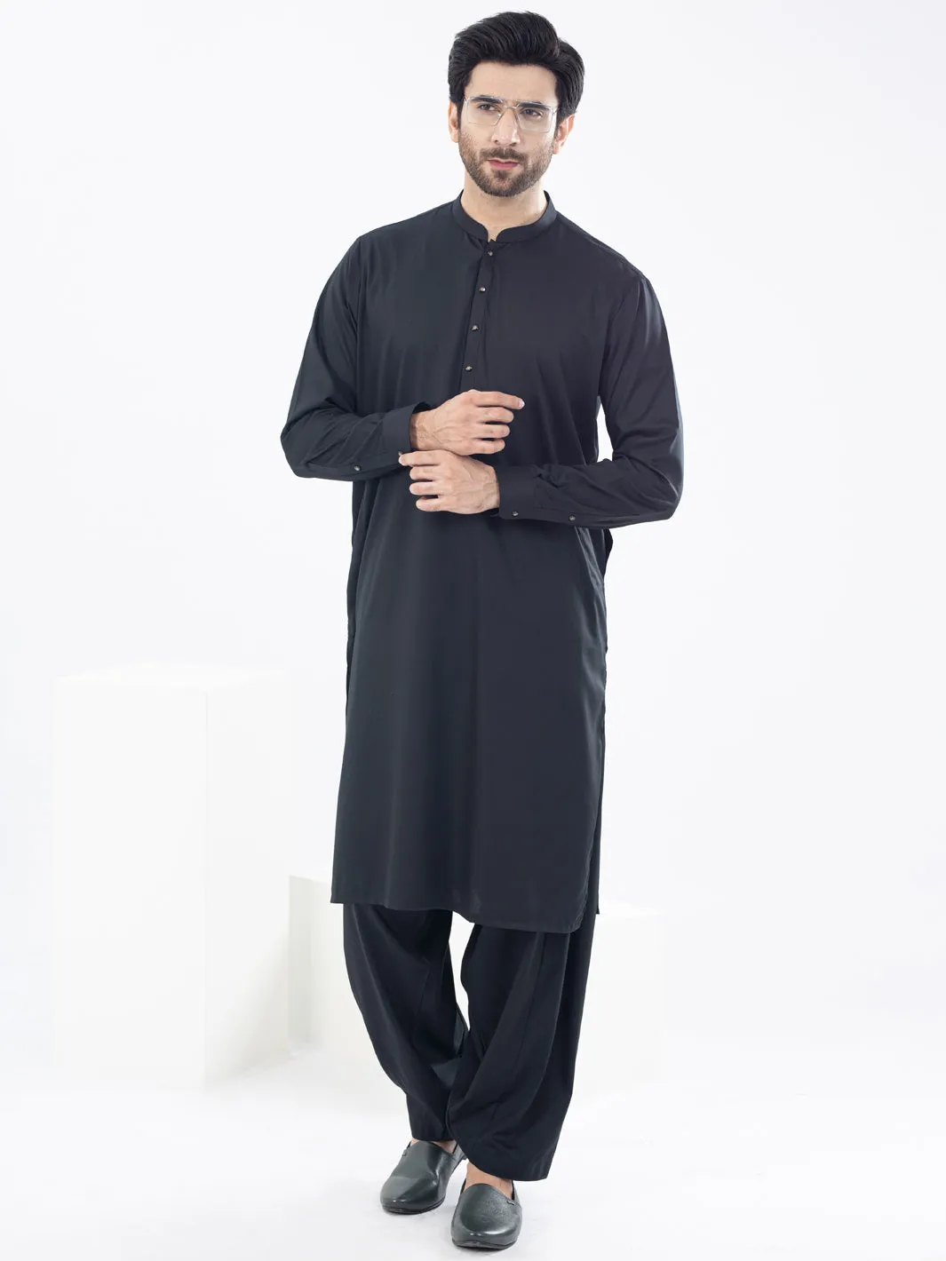 Black Blended Kameez Shalwar - AL-KS-2970D