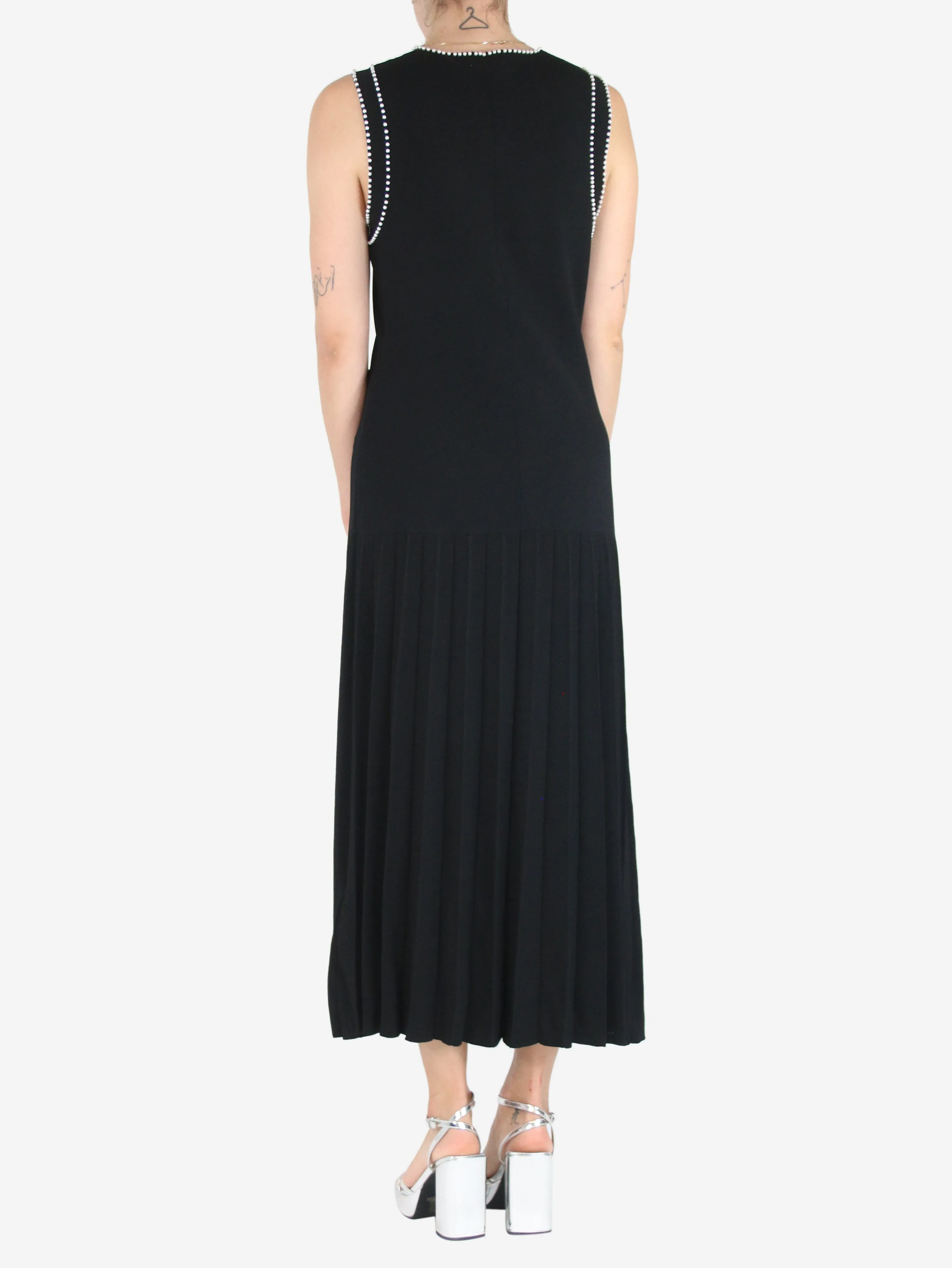 Black sleeveless knit midi dress - size UK 12