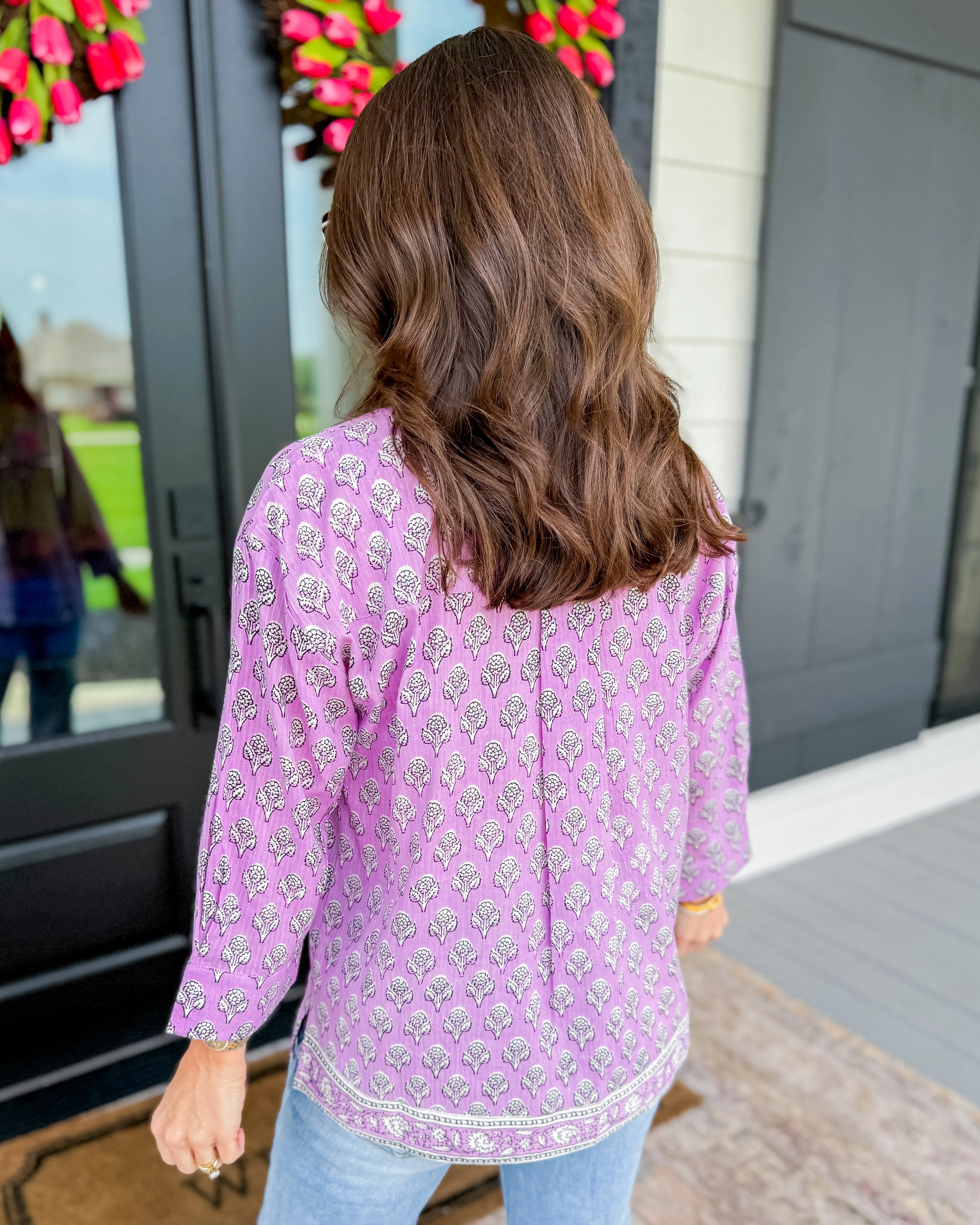 Block Print Shirt in Lavender | Ivy Jane