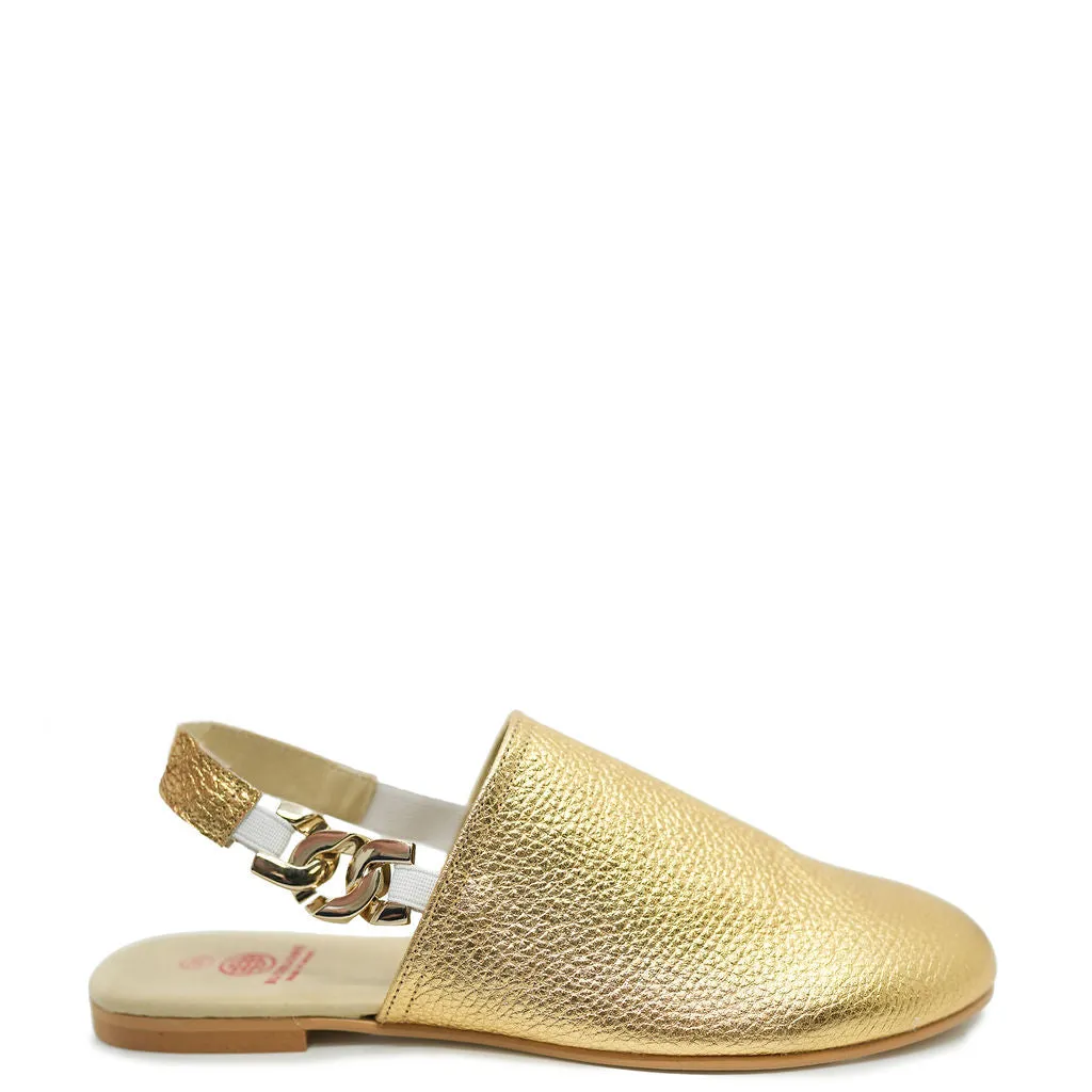 Blublonc Gold Metallic Chain Mule