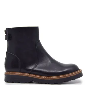 Bonpoint Black Leather Back Zipper Boot