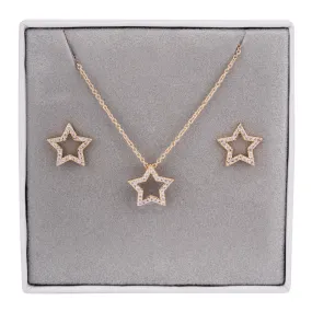 Boxed Cubic Zirconia Star Jewellery Set In Gold-Tone