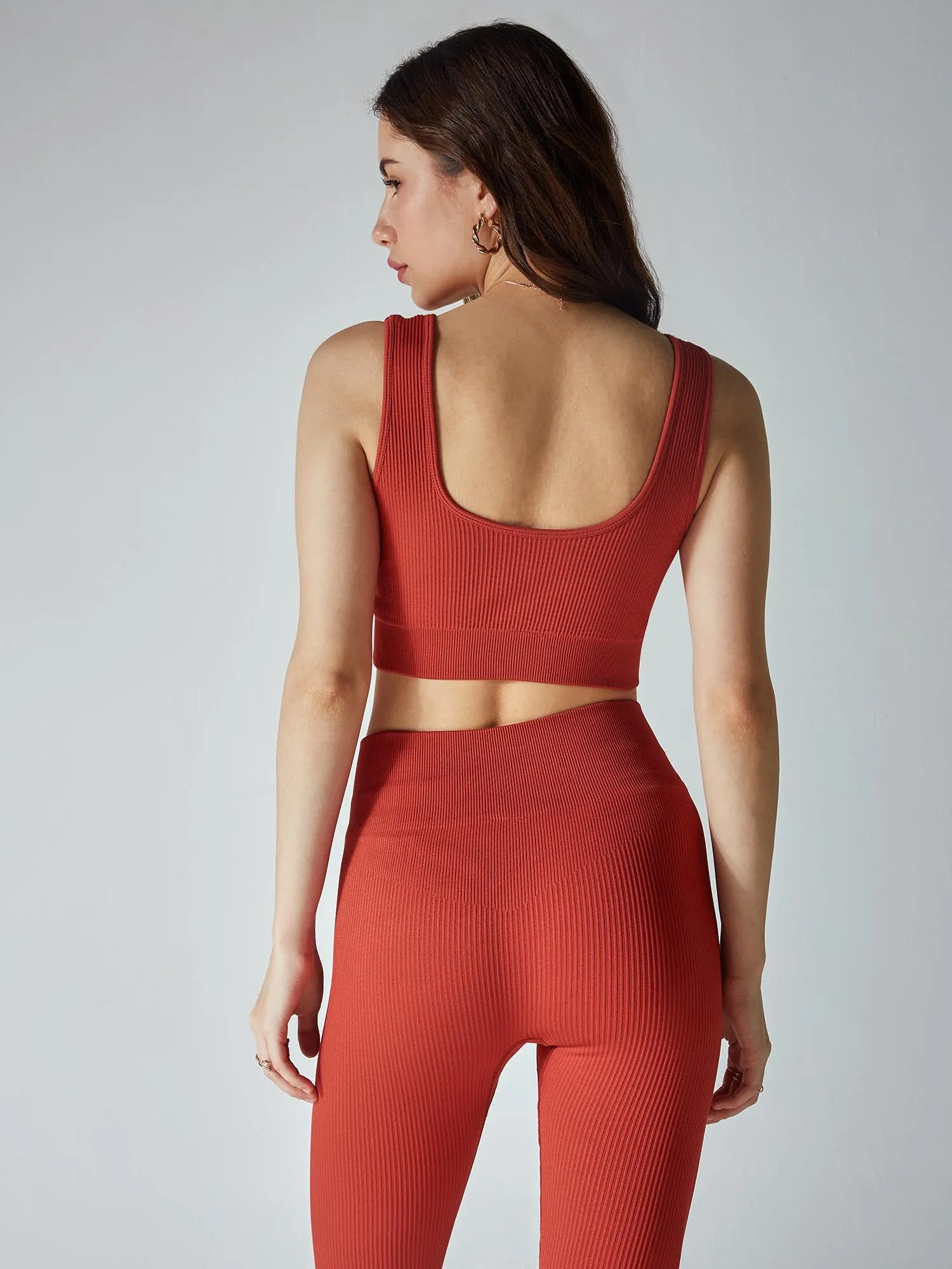 Burnt Orange Seamless Cinched Activewear Set