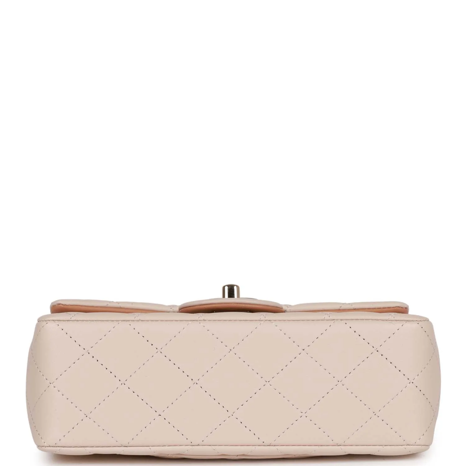 Chanel Mini Flap with Top Handle Beige and Caramel Lambskin Light Gold Hardware