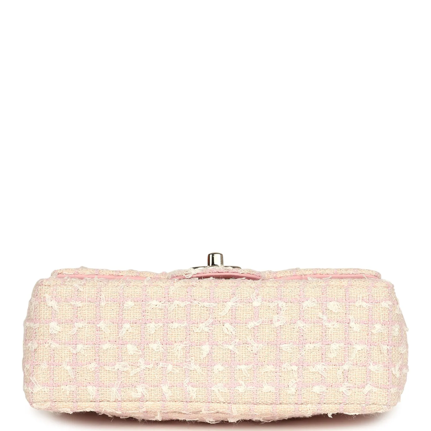 Chanel Mini Rectangular Top Handle Flap Pink and White Tweed Light Gold Hardware