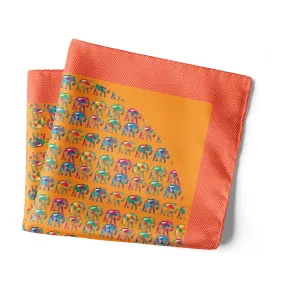 Chokore Multi-coloured Elephants Silk Pocket Square from the Wildlife range