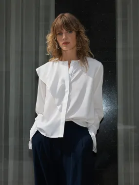 Crepe Light Recycled Asymmetric Frill Shirt