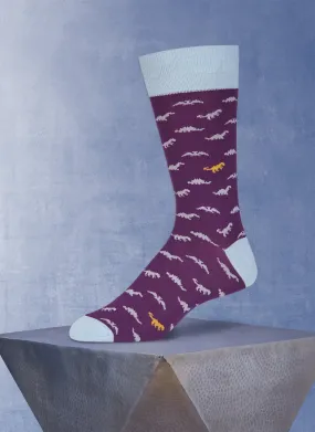 Dinosaurs in Purple Sock