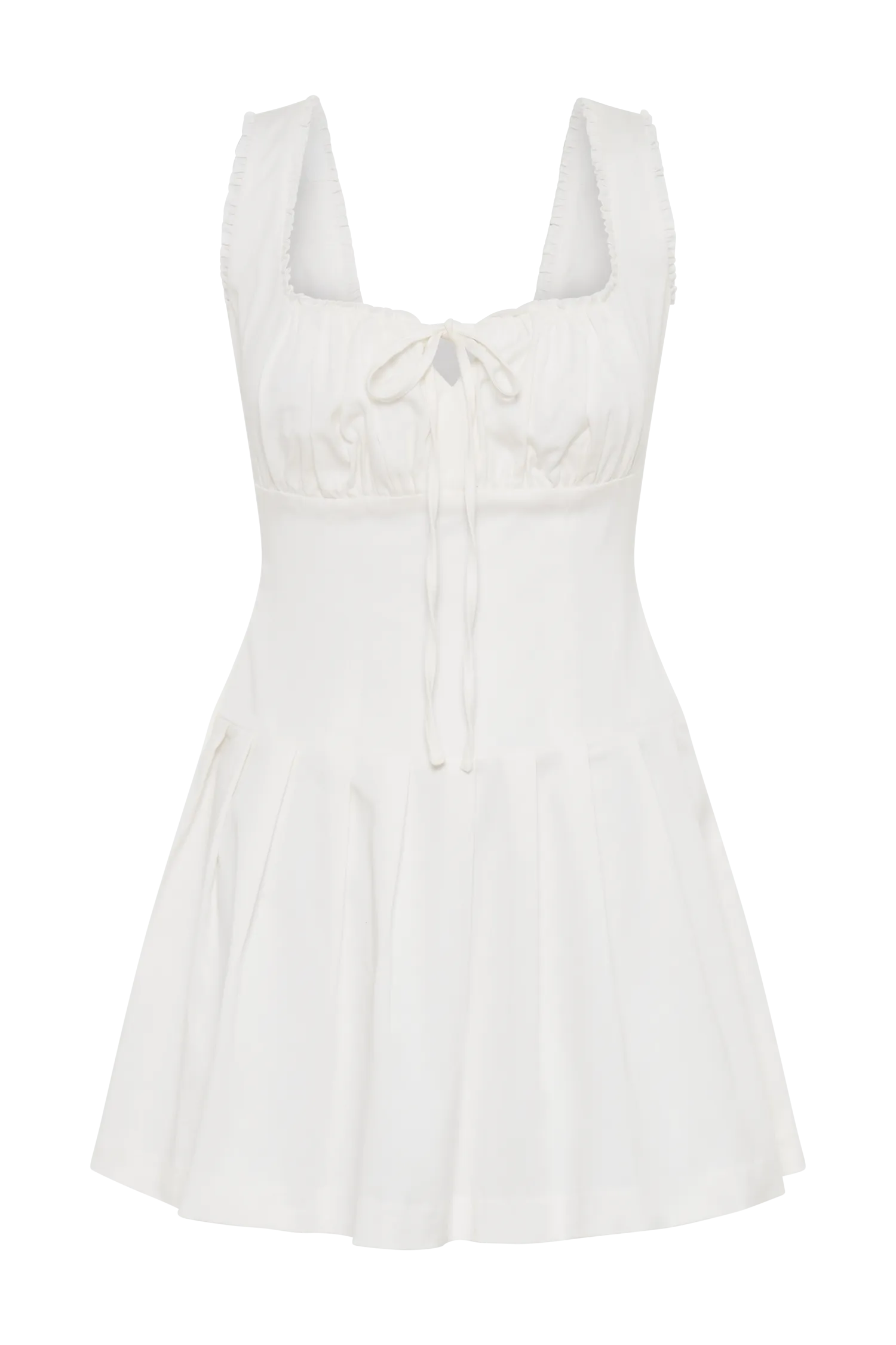 Donna Cotton Ruched Mini Dress - White