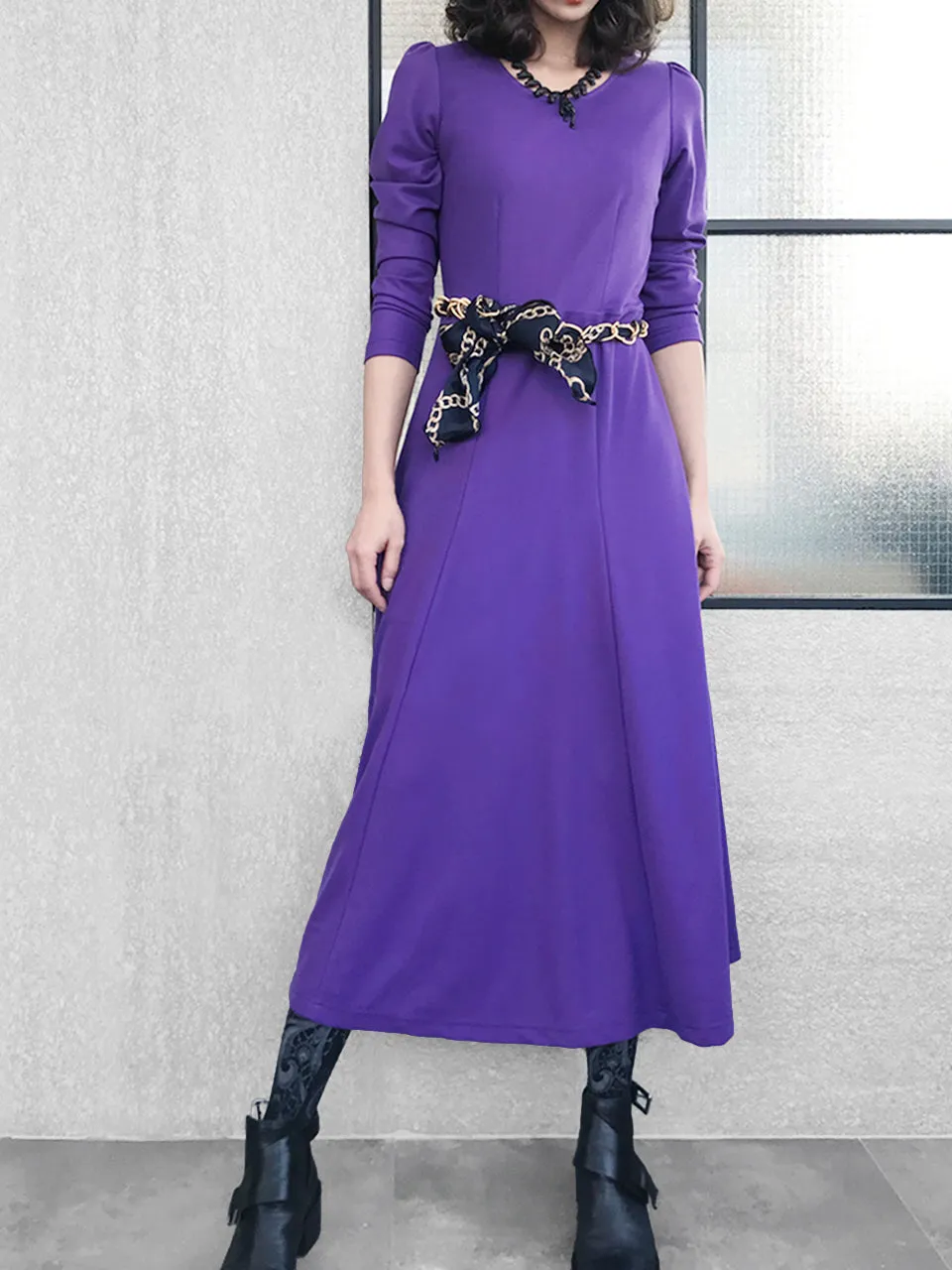 Final Sale! Violet Purple Tie-Back Cotton Blend Maxi Dress