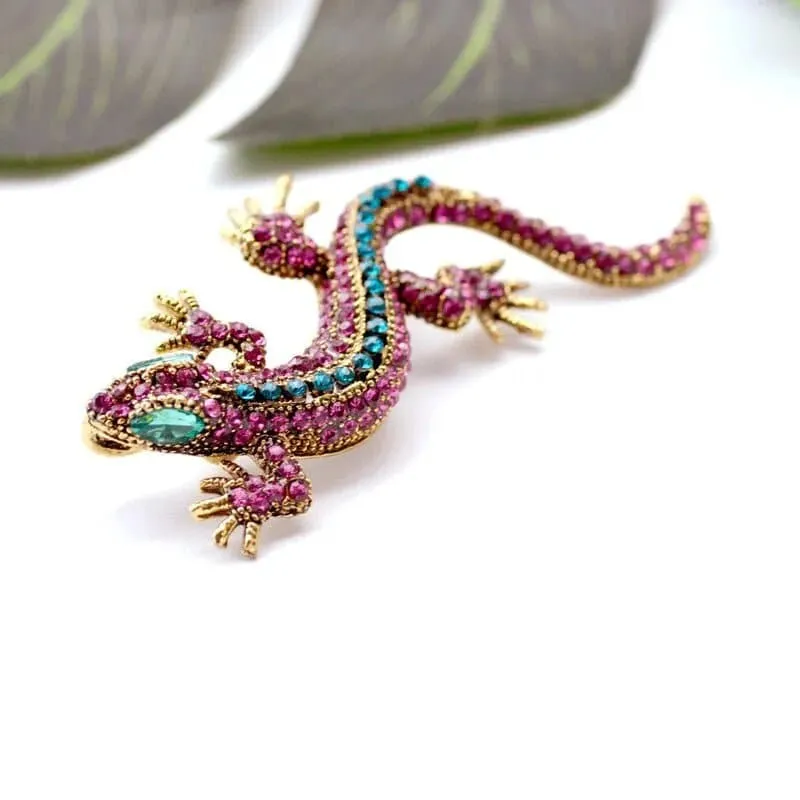 Funny Lizard Rhinestone Pin