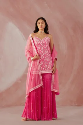 Fuschia Pink Spaghetti Gharara Set