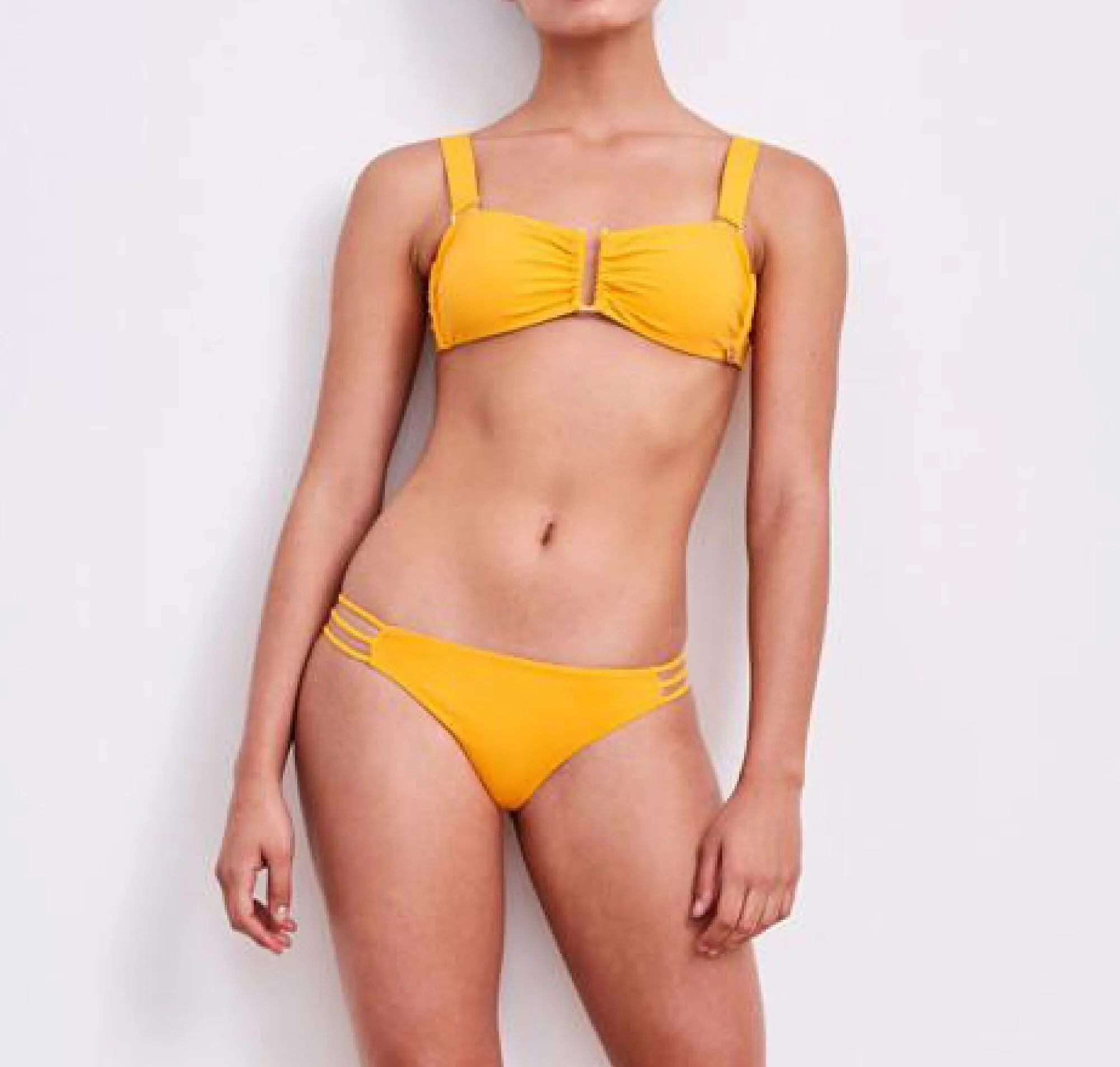 Gold detail bandeau bikini set [Mango]