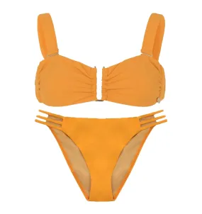 Gold detail bandeau bikini set [Mango]