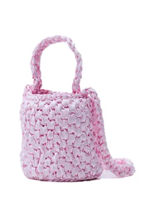 Handmade Ribbon Crochet Mini Bag Pink