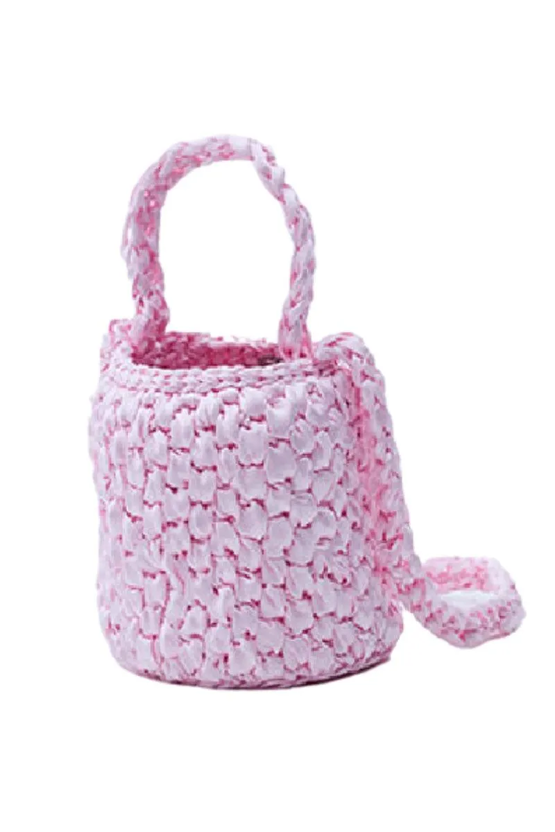 Handmade Ribbon Crochet Mini Bag Pink