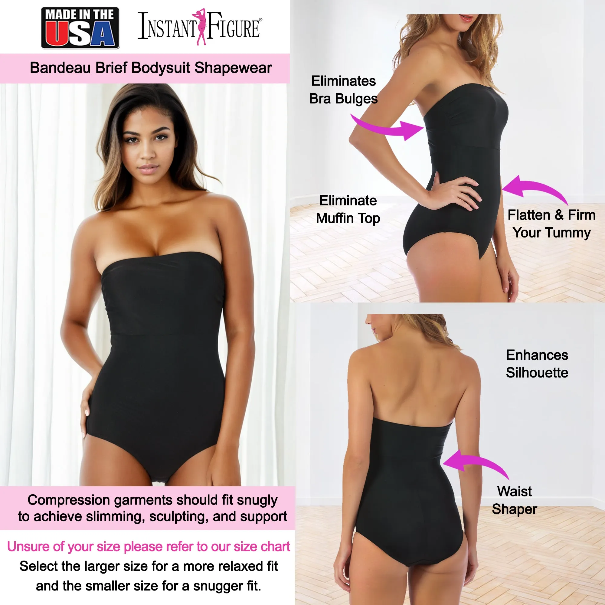 InstantFigure Bandeau Brief Bodysuit Shapewear Slim Fit WBS012