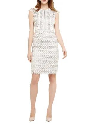 Ivory Ally Layered Lace Cap Sleeves Dress