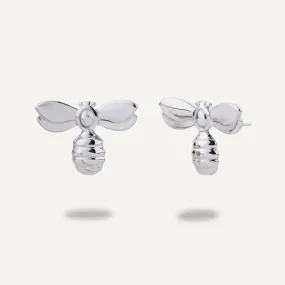 Keira Bee Stud Earrings In White Gold-Tone