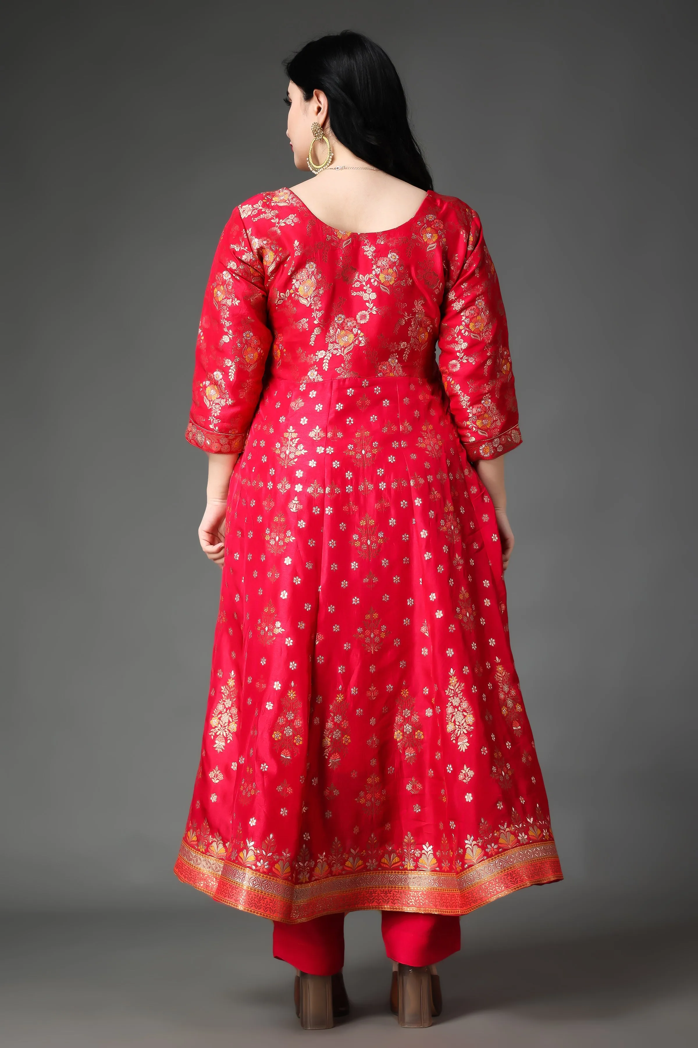 Merry Musings Tanjore Silk Anarkali Set