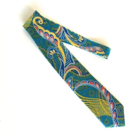 Pangborn Profusion Silk Tie in aqua, yellow