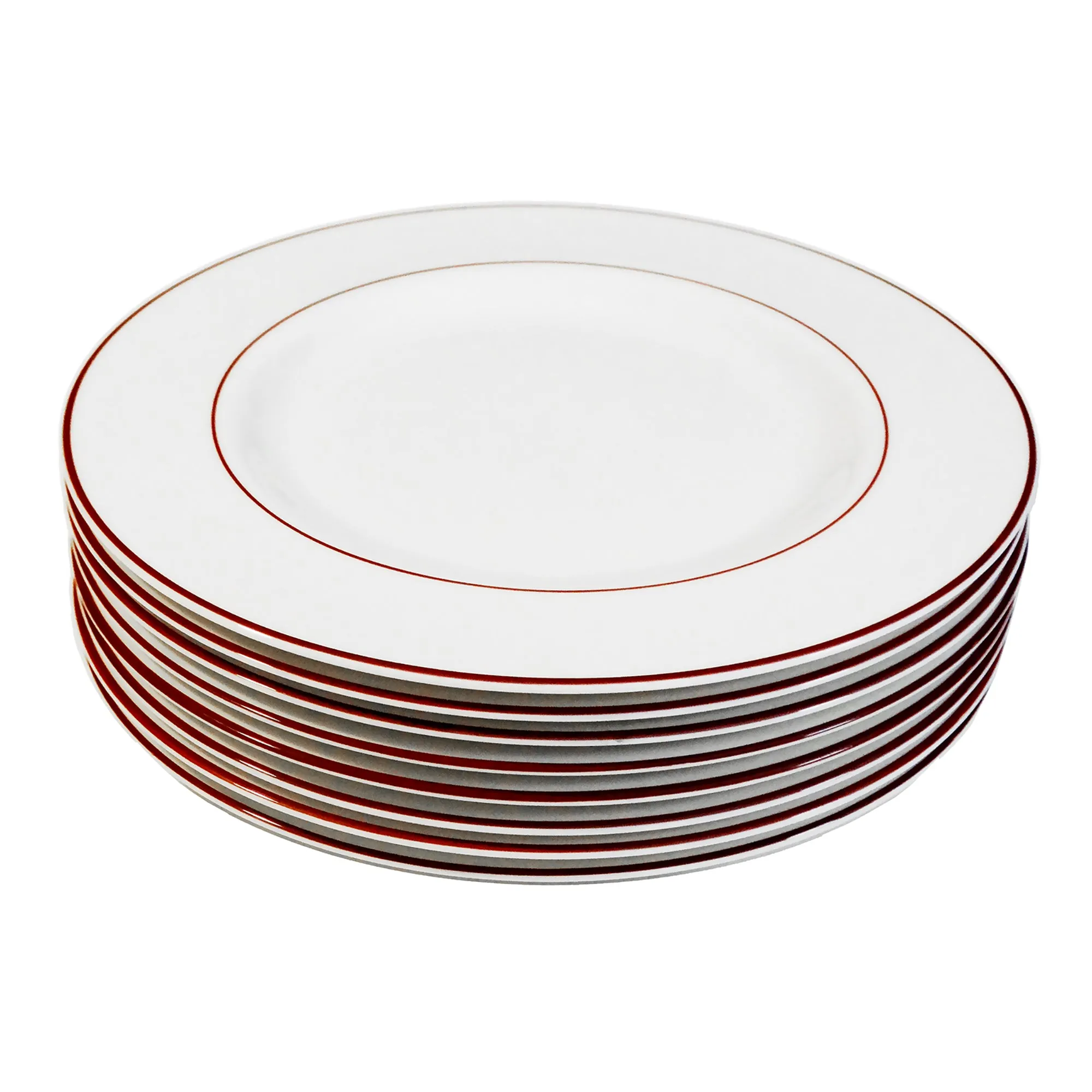 Pickard Signature Dinner Plates, Set of 8, Burgundy and White