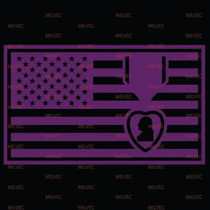 Purple Heart medal embedded in US Flag Vinyl Decal