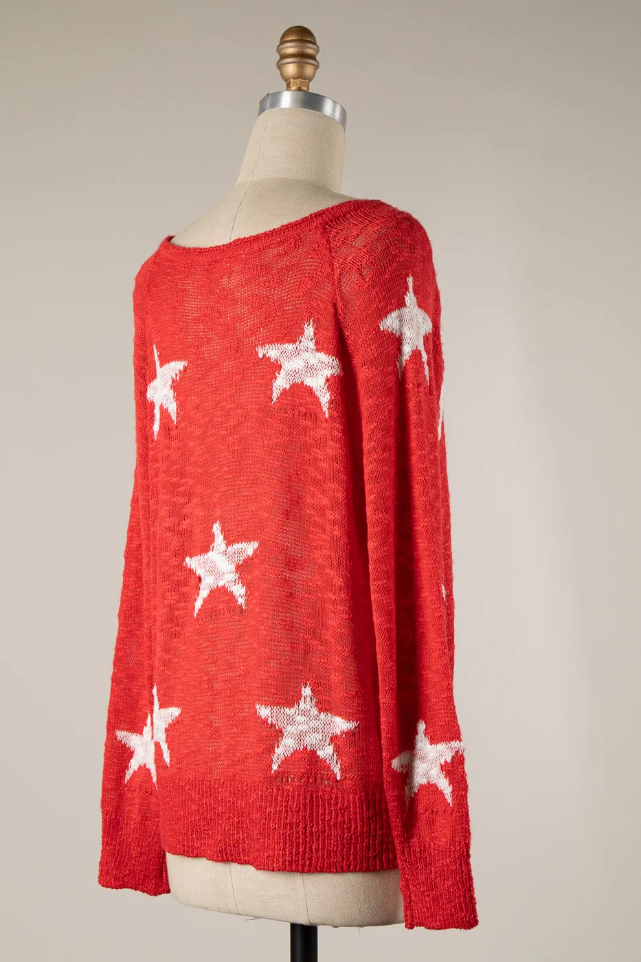 STAR PRINT SHEER LIGHTWEIGHT KNIT SWEATER 1 PACK