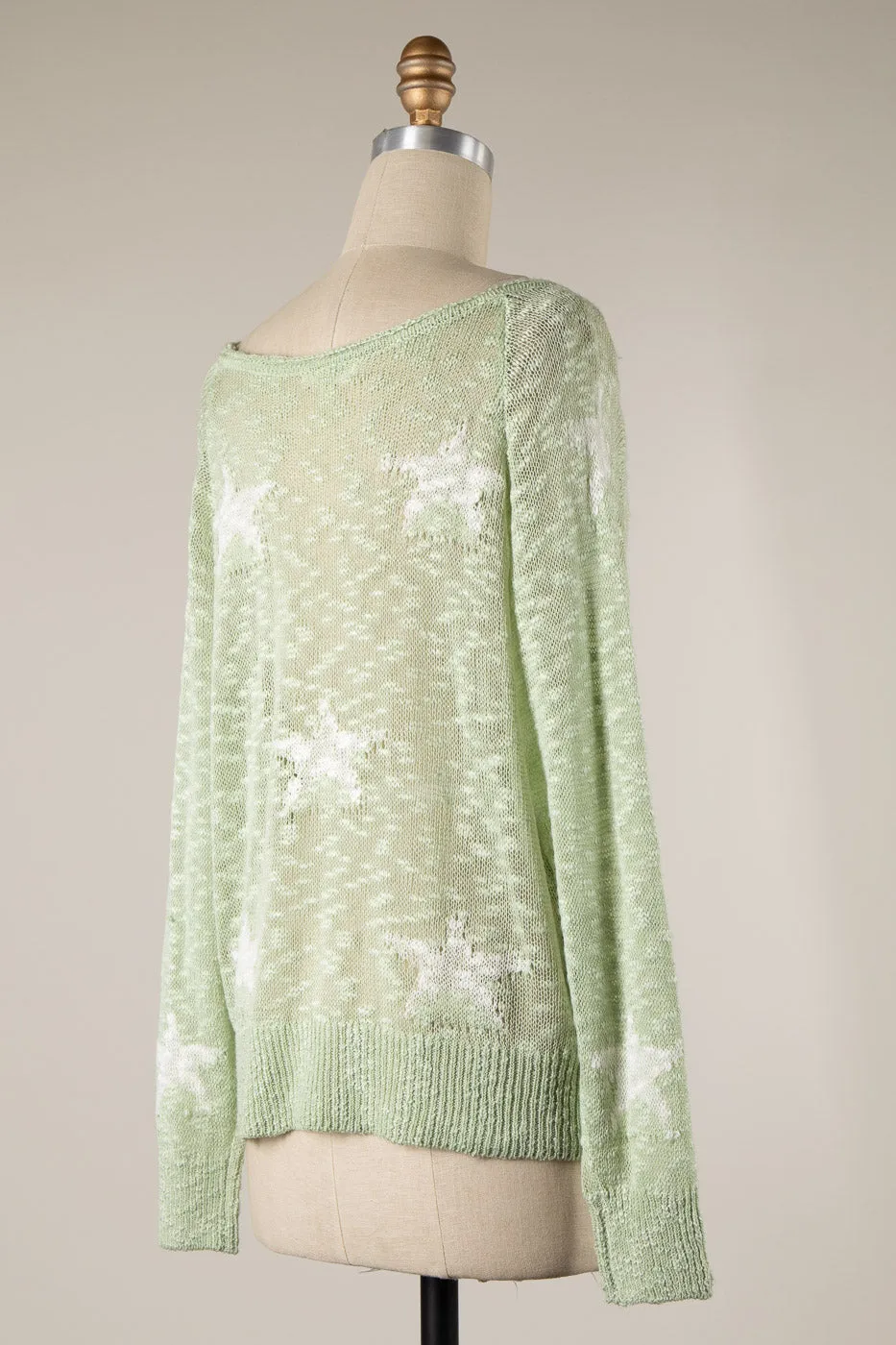 STAR PRINT SHEER LIGHTWEIGHT KNIT SWEATER 1 PACK