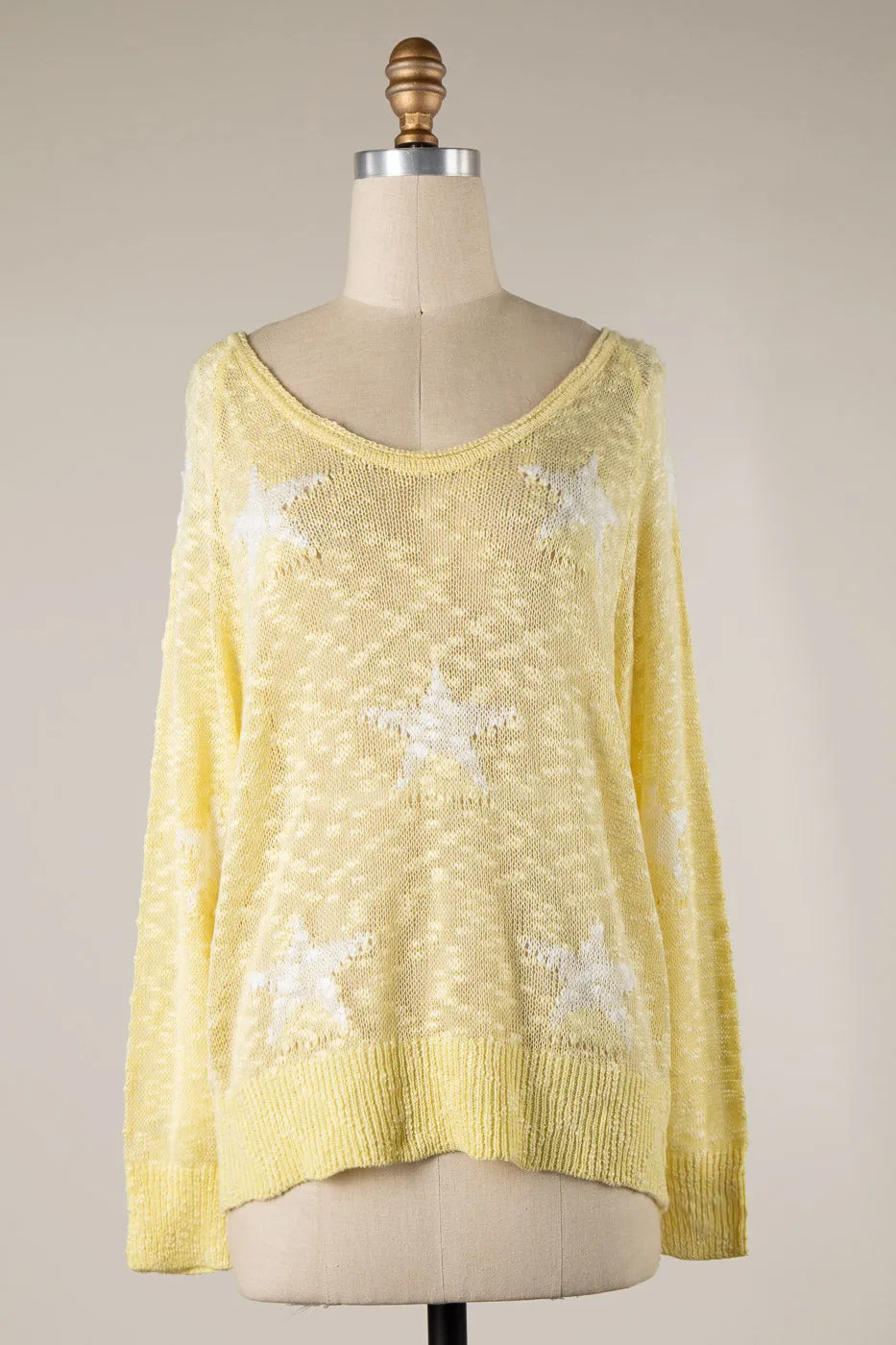 STAR PRINT SHEER LIGHTWEIGHT KNIT SWEATER 1 PACK