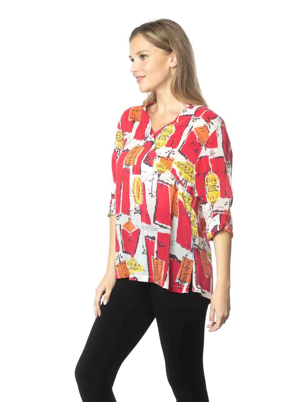 Tianello  "Lantern" Print  Sueded Cupro "Diva' Blouse