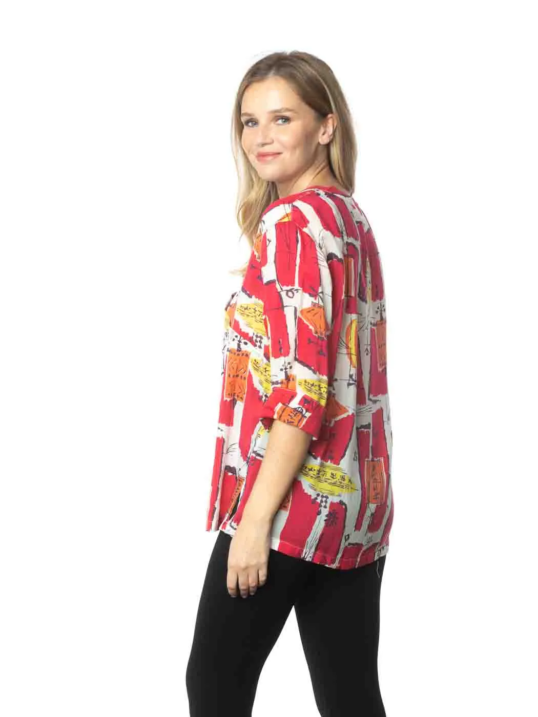 Tianello  "Lantern" Print  Sueded Cupro "Diva' Blouse