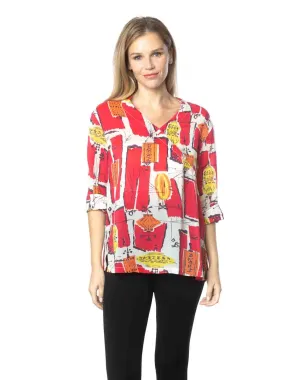 Tianello  "Lantern" Print  Sueded Cupro "Diva' Blouse