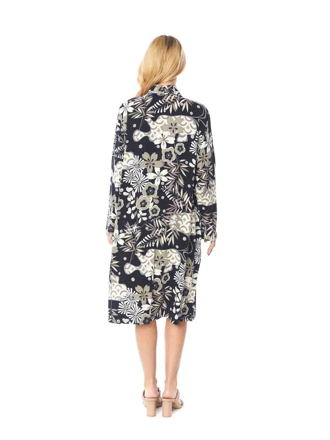 Tianello TENCEL™  Print "Morning Mist" Long "SELENA"  Duster Jacket