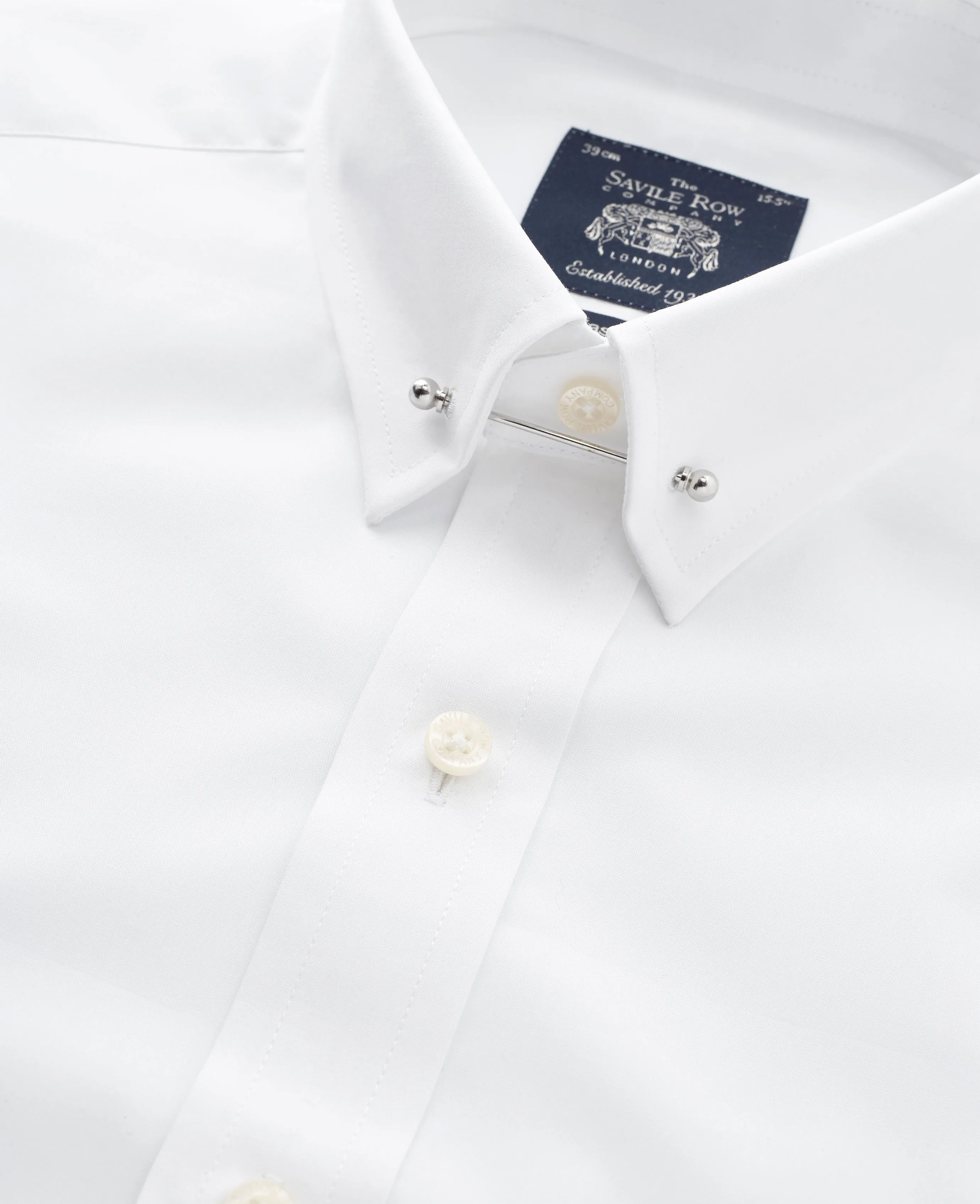 White Extra Slim Fit Pin Collar Shirt - Double Cuff